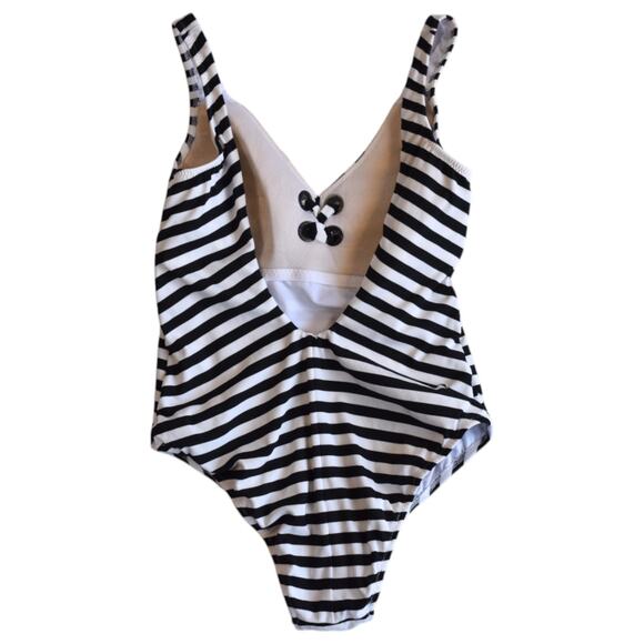 Calzedonia Black and White Striped Nautical One Piece Swimsuit Size L - Picture 4 of 8